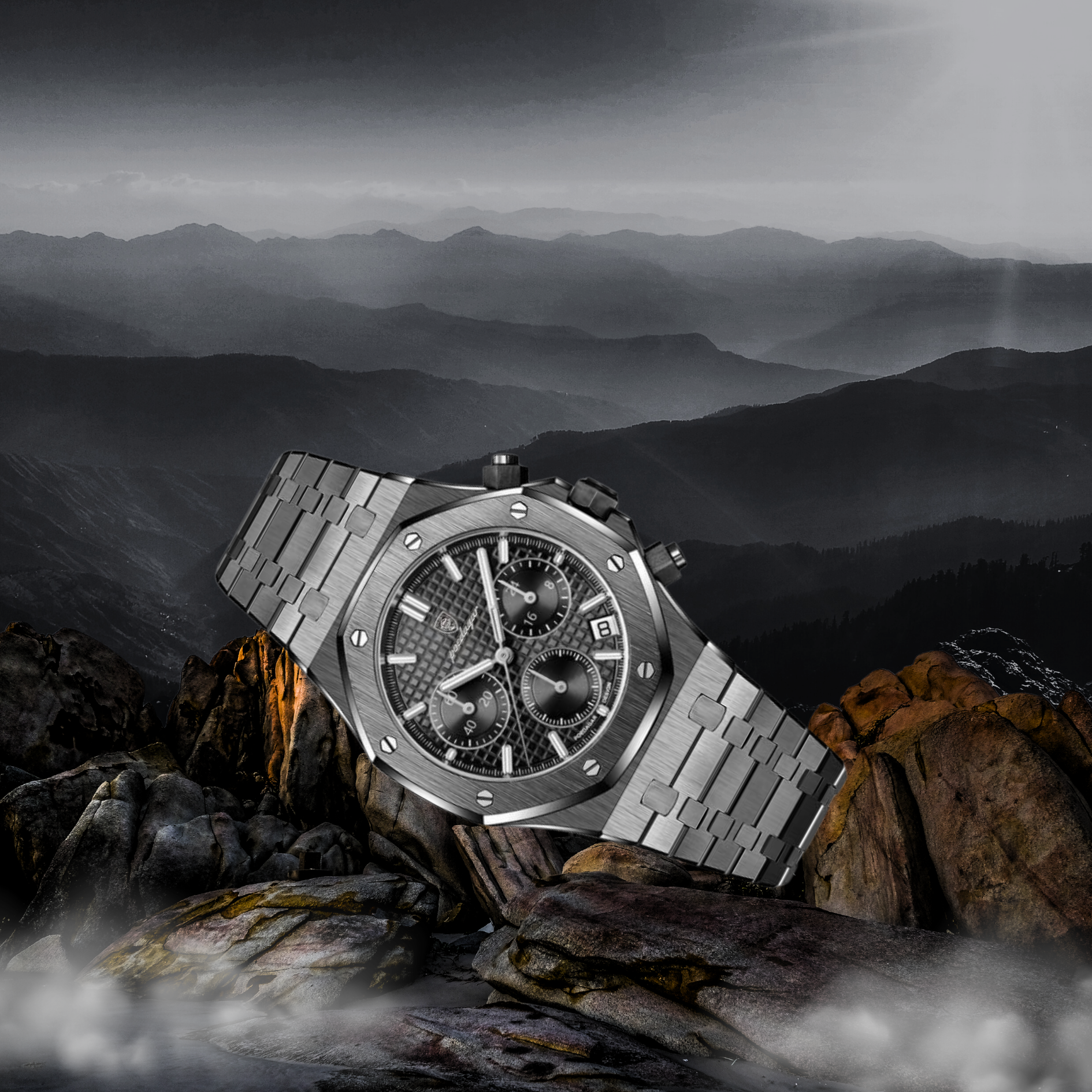 POEDAGAR Chrono  Stainless Steel Chronograph Watch